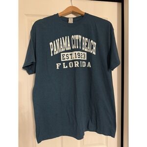 Panama City Beach Florida Men's Size XL Blue Heavy Cotton T-Shirt by Gildan
